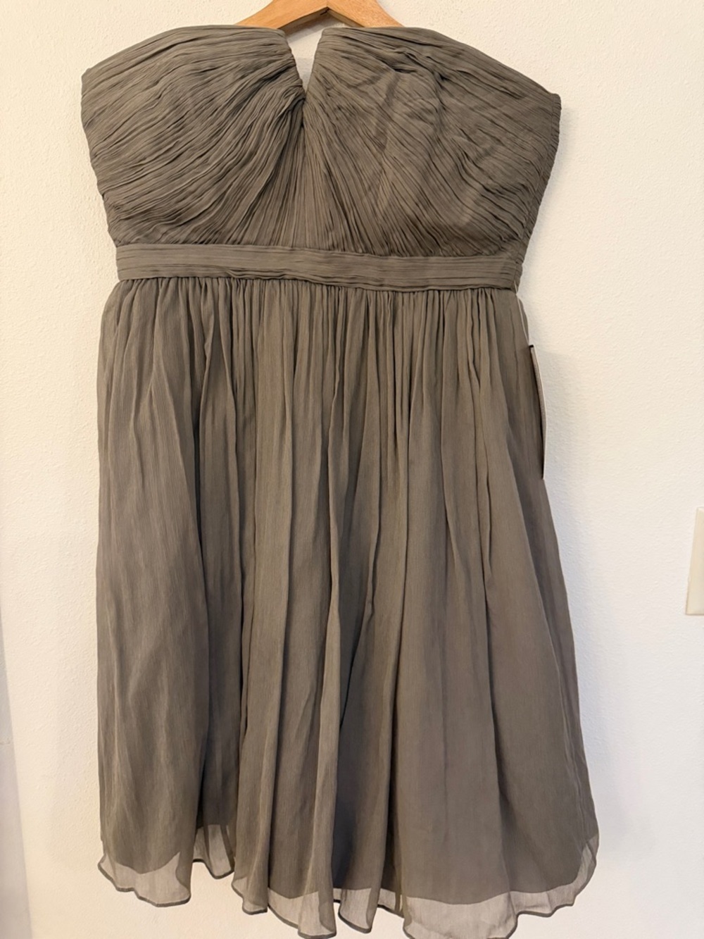 J. Crew Strapless Nadia strapless Chiffon Cocktail Dress in grey